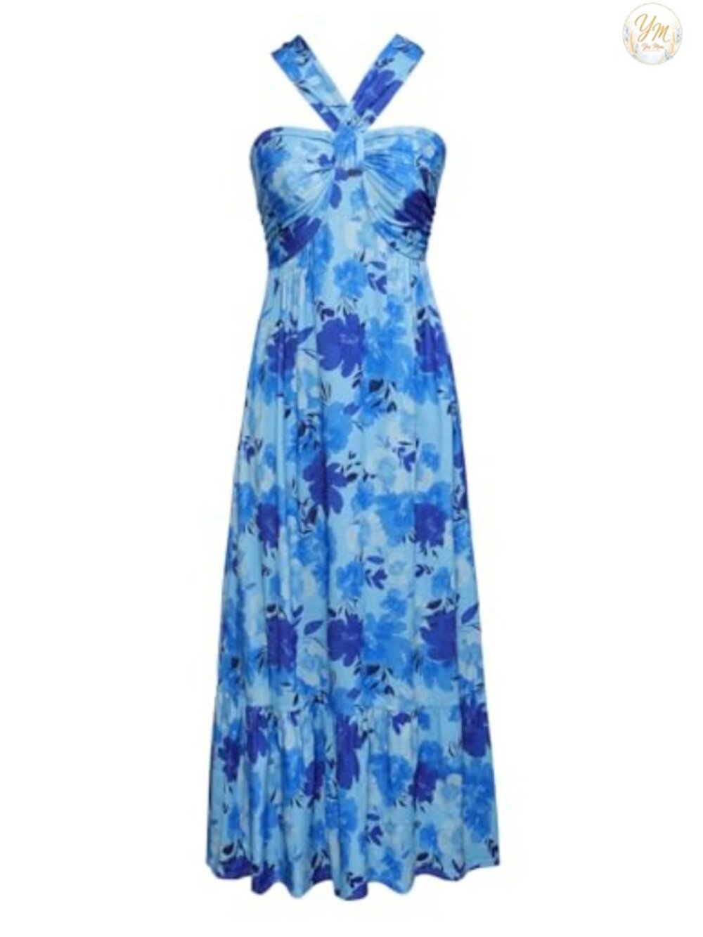 Women's Floral Halter Maxi Dress Sleeveless Boho A-Line Summer Beach